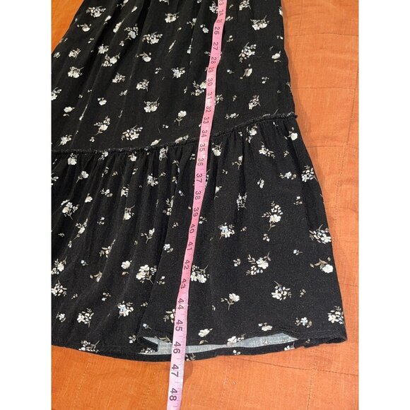 Aeropostale Black Floral Square-Neck Tiered Midi Dress Size XS - Picture 9 of 10